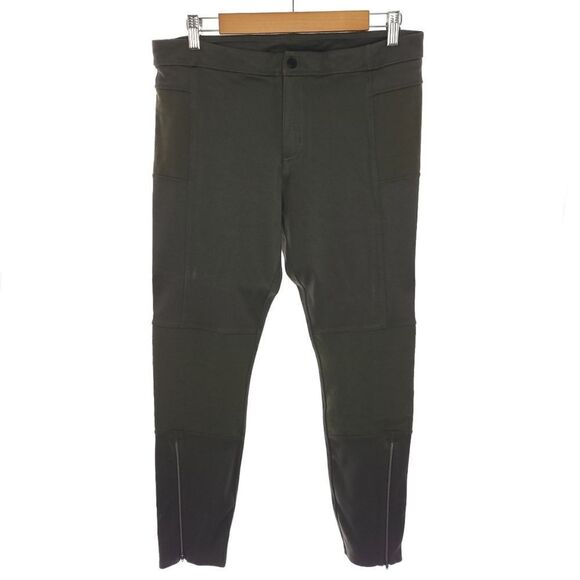 Athleta Womens Size 14 Solid Army Olive Green Trailsetter Ponte Moto Pants - Picture 3 of 14